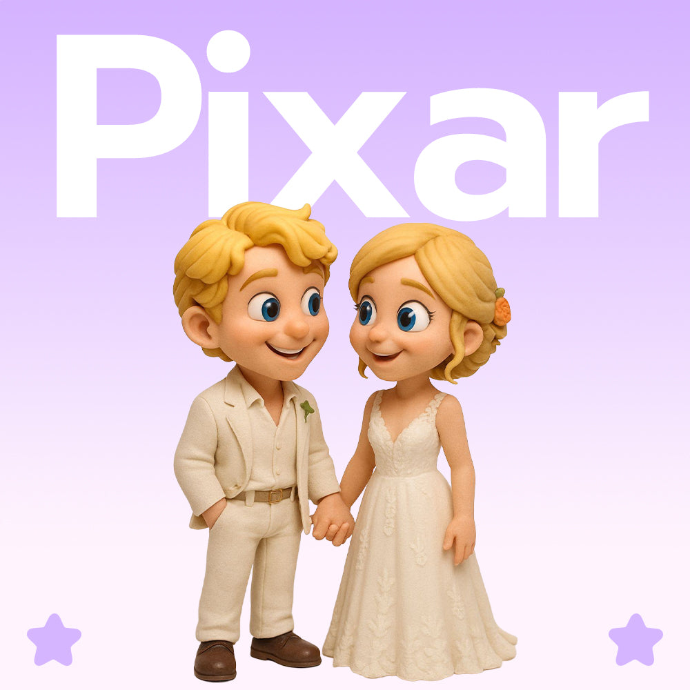 Custom 3D Couple Figurine from Photo custom order example – AI-generated concept rendering