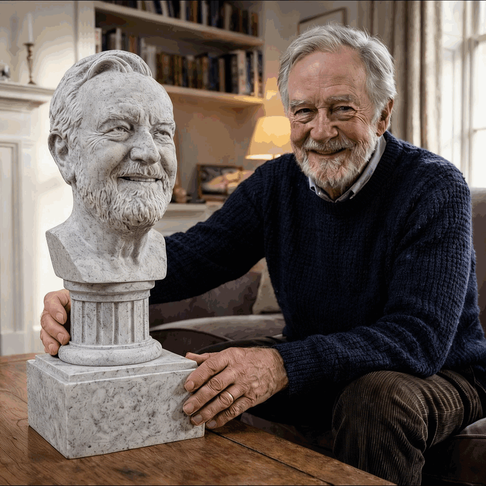 Custom 3D half body sculpture from photo front display