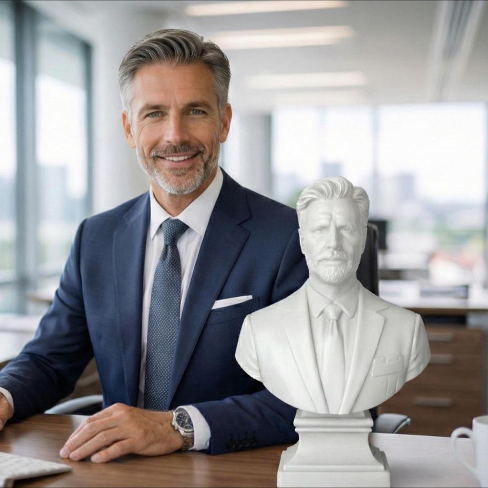 Personalized upper body statue from photo with portrait detail