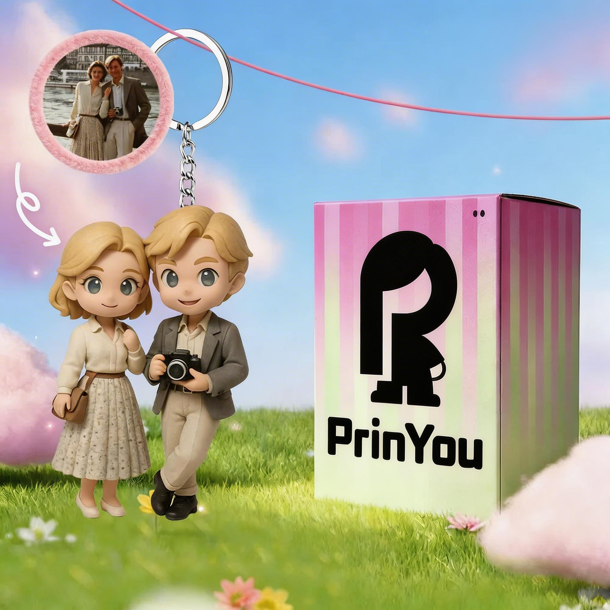 Custom Portrait Figurine Keychain charm for bags – AI-generated concept rendering