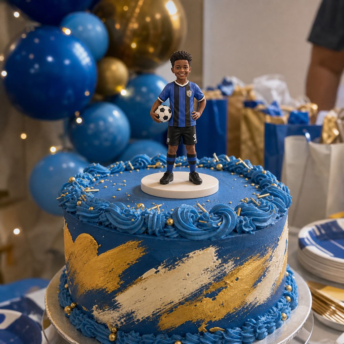 Hand-finished custom birthday cake figurine detail – AI-generated concept rendering