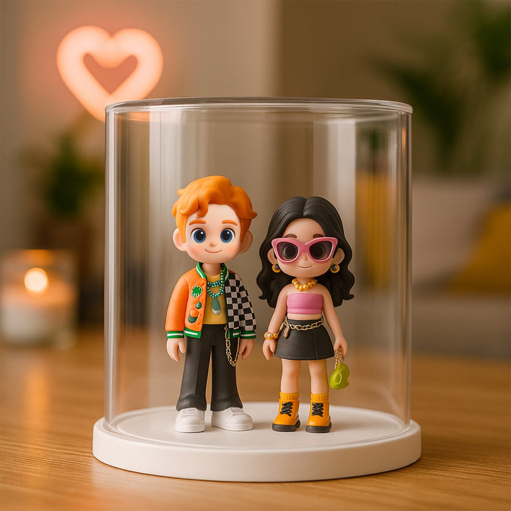 Custom 3D Action Figure with Display Case display example – AI-generated concept rendering