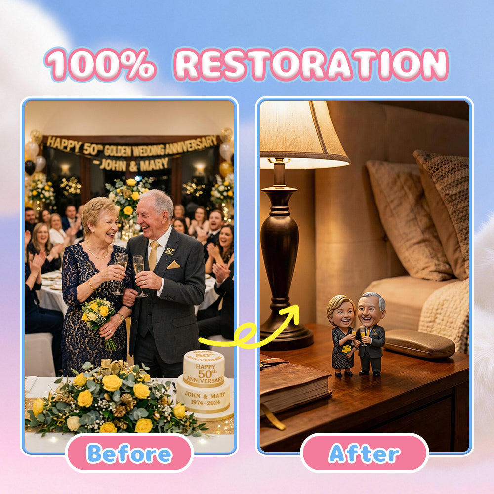 Custom 3D Couple Figurine from Photo alternate pose view