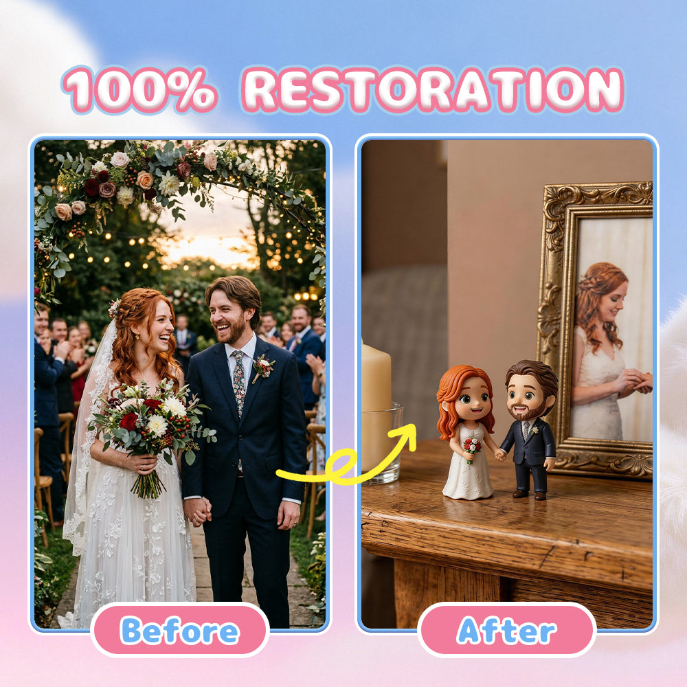 Custom 3D Couple Figurine from Photo family keepsake example