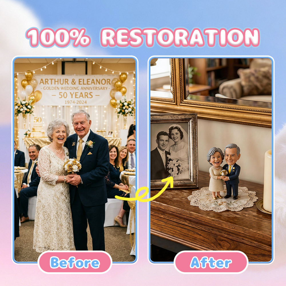 Custom 3D Couple Figurine from Photo close-up detail