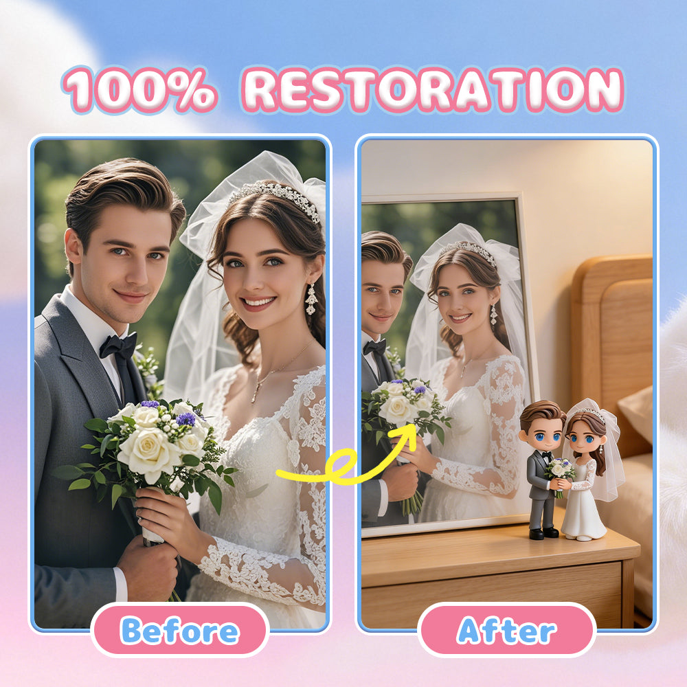 Custom 3D Couple Figurine from Photo gift presentation