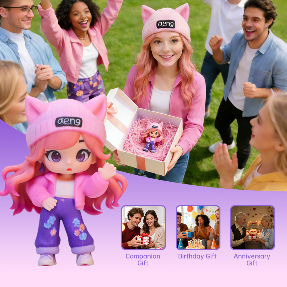 Custom Cartoon Style Doll from Photo finished keepsake angle
