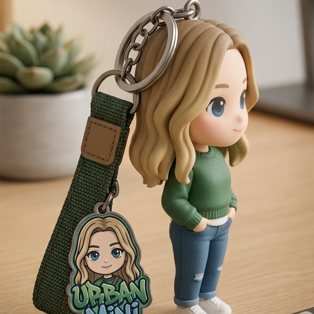 Custom 3D Figure Keychain from Photo size and display view