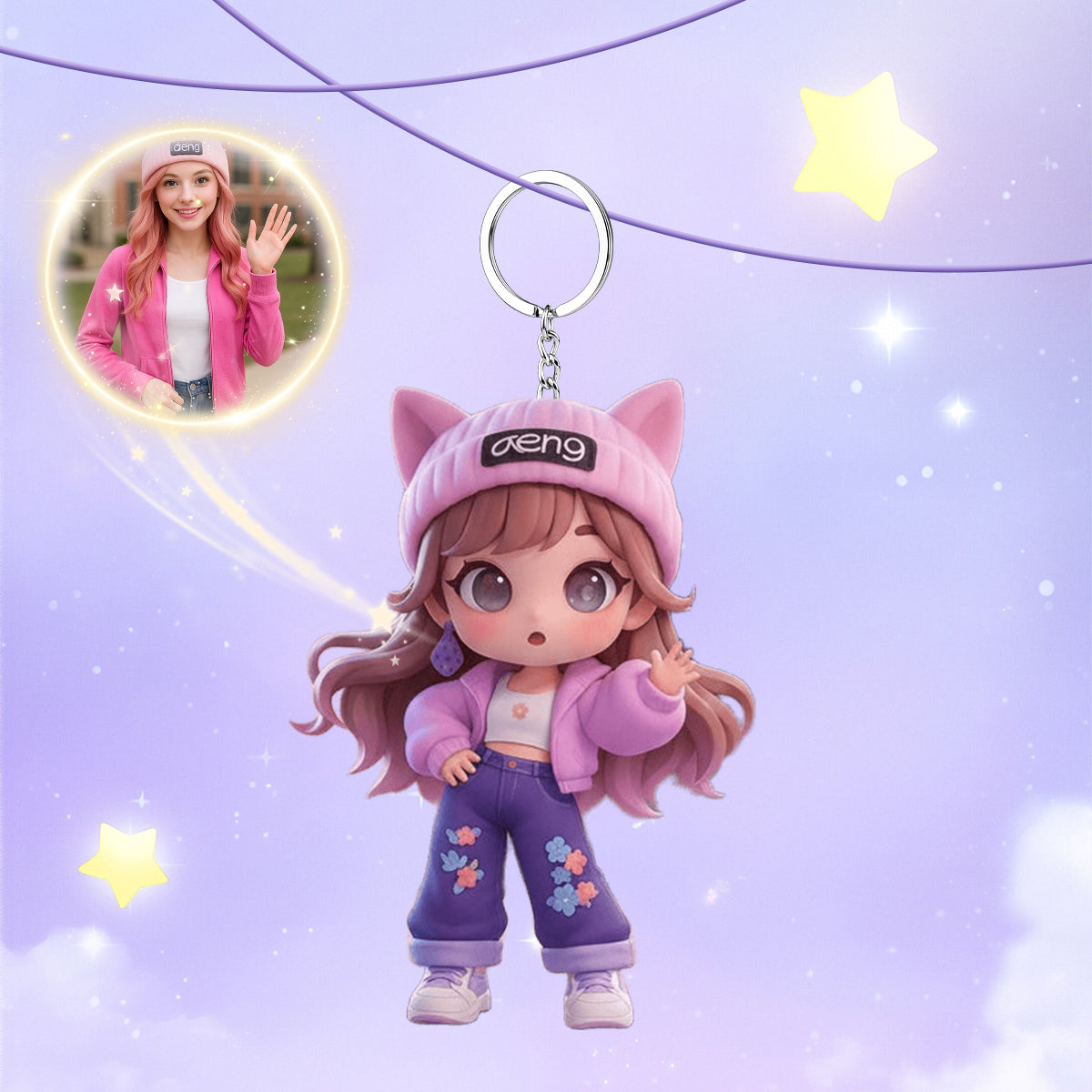 Custom 3D Figure Keychain from Photo hand-finished detail