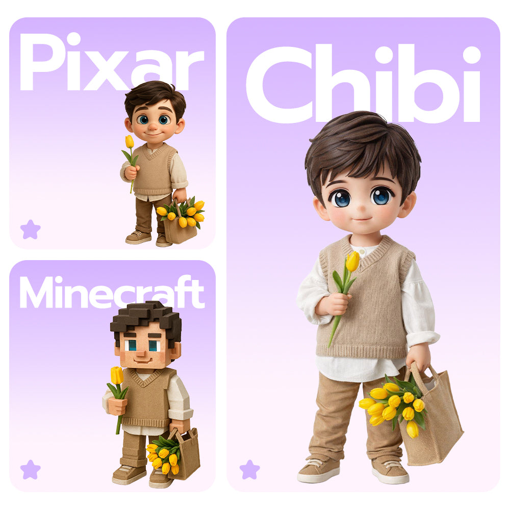 Custom Kids 3D Figurine from Photo hand-finished detail – AI-generated concept rendering