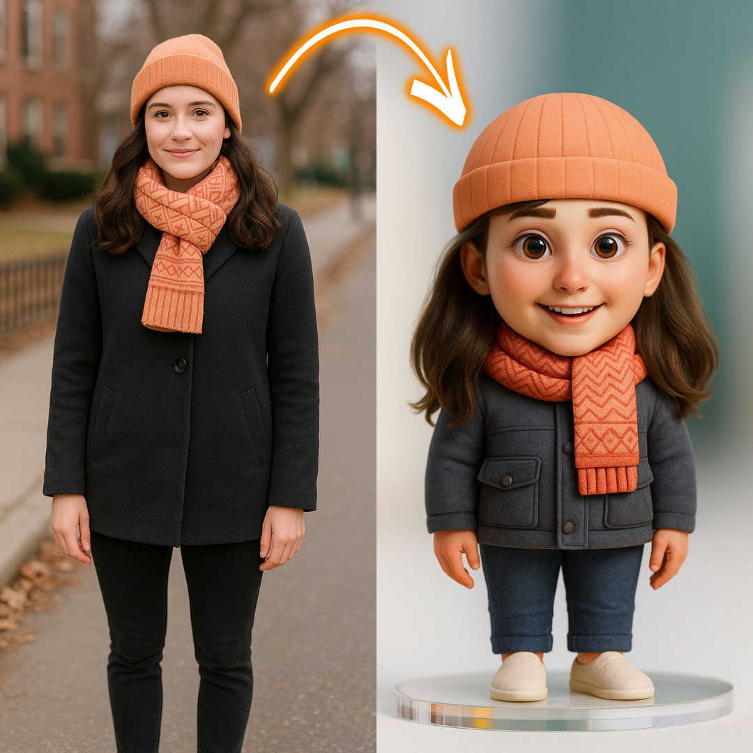 Realistic Custom 3D Figurine from Photo display example – AI-generated concept rendering
