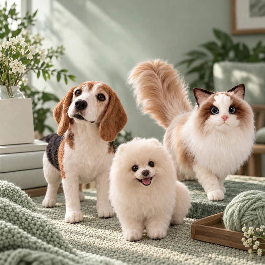 Custom needle felted wool pet figurine, full body replica from photo