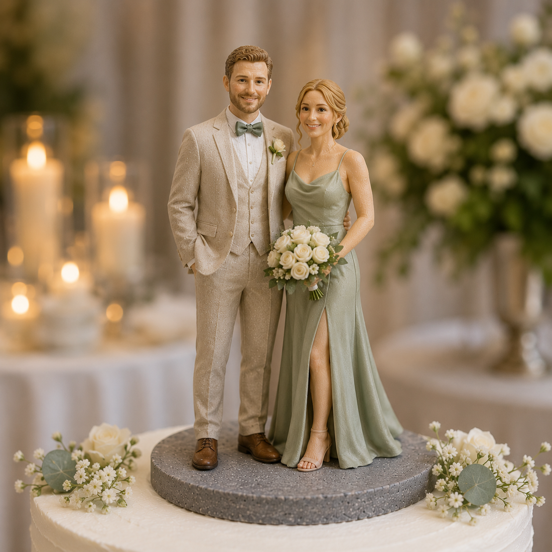 Personalized wedding cake topper figurine from photo