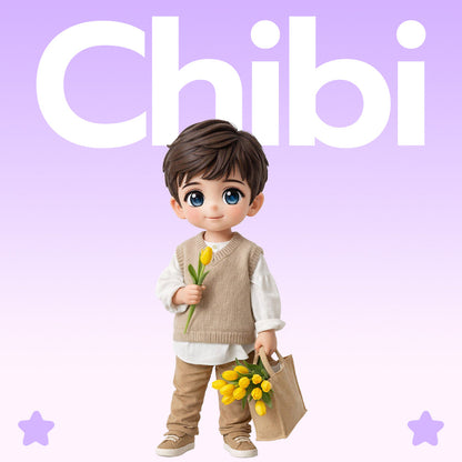 Custom Kids 3D Figurine from Photo shelf display view – AI-generated concept rendering