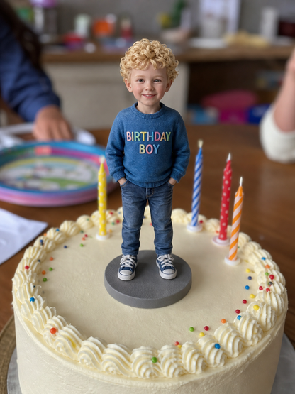 Custom child figurine packaging and keepsake presentation – AI-generated concept rendering