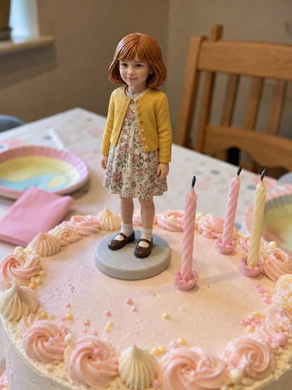 Child figurine from photo on shelf display – AI-generated concept rendering