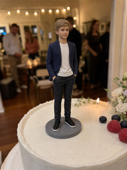 Personalized child figurine with celebration styling – AI-generated concept rendering