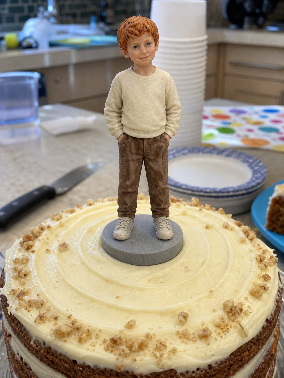 Child photo figurine with sculpted detail close-up – AI-generated concept rendering