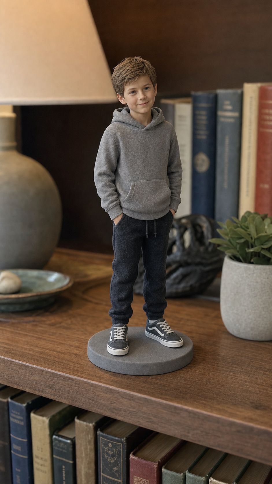 Custom child photo figurine with reference-style presentation