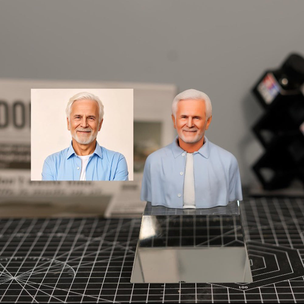 Custom 3D colored bust statue from photo front display