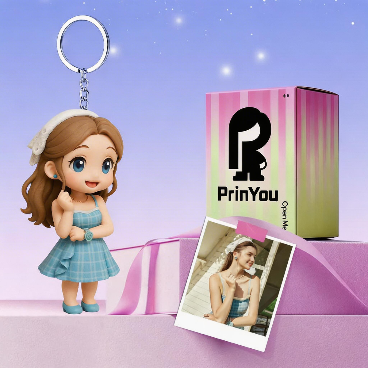 Custom 3D Figure Keychain from Photo close-up detail – AI-generated concept rendering