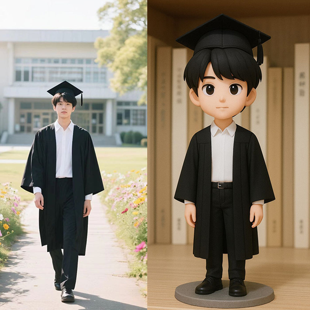 Small custom 3D figurine from photo customer example one – AI-generated concept rendering