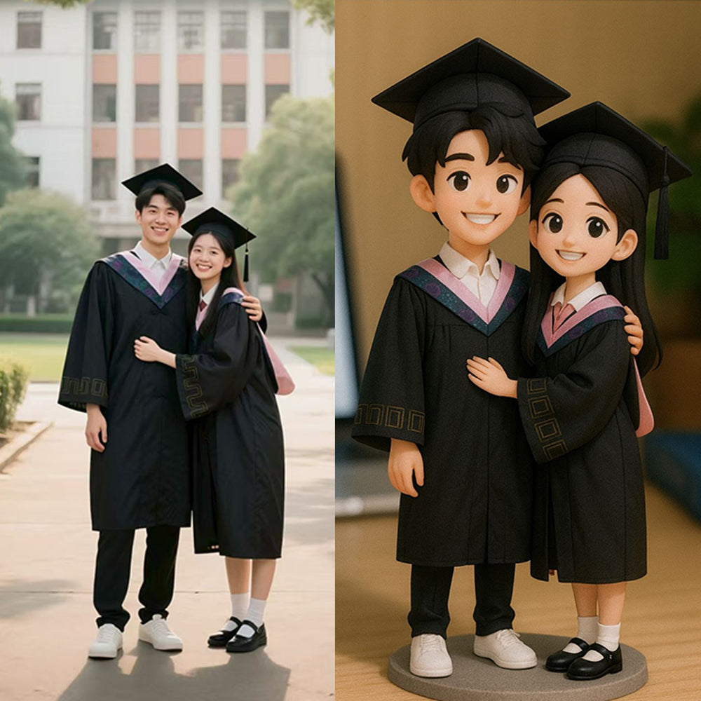 Small custom 3D figurine from photo customer example two – AI-generated concept rendering