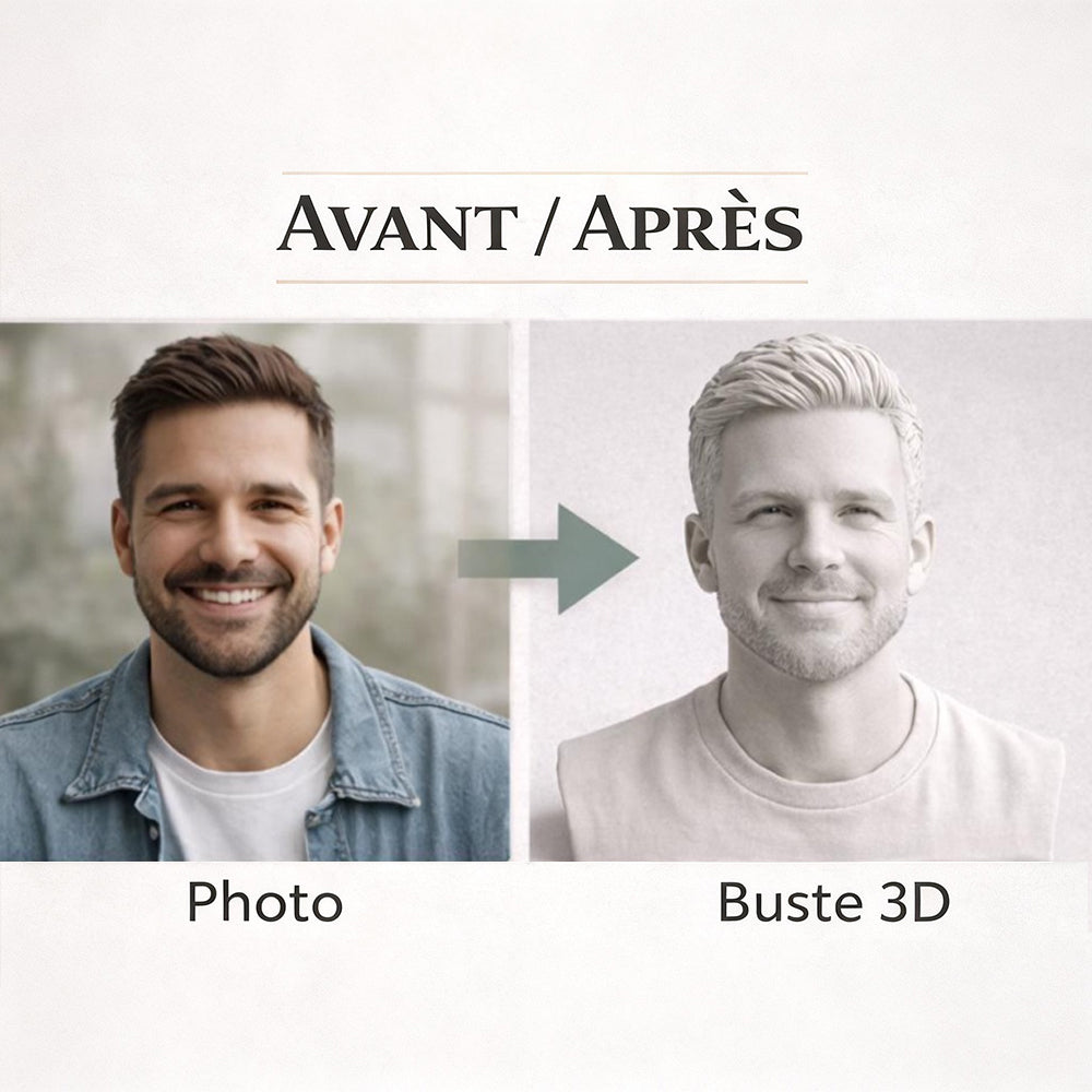 Custom portrait statue designed for shelf display – AI-generated concept rendering