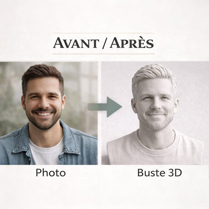 Custom portrait statue designed for shelf display – AI-generated concept rendering