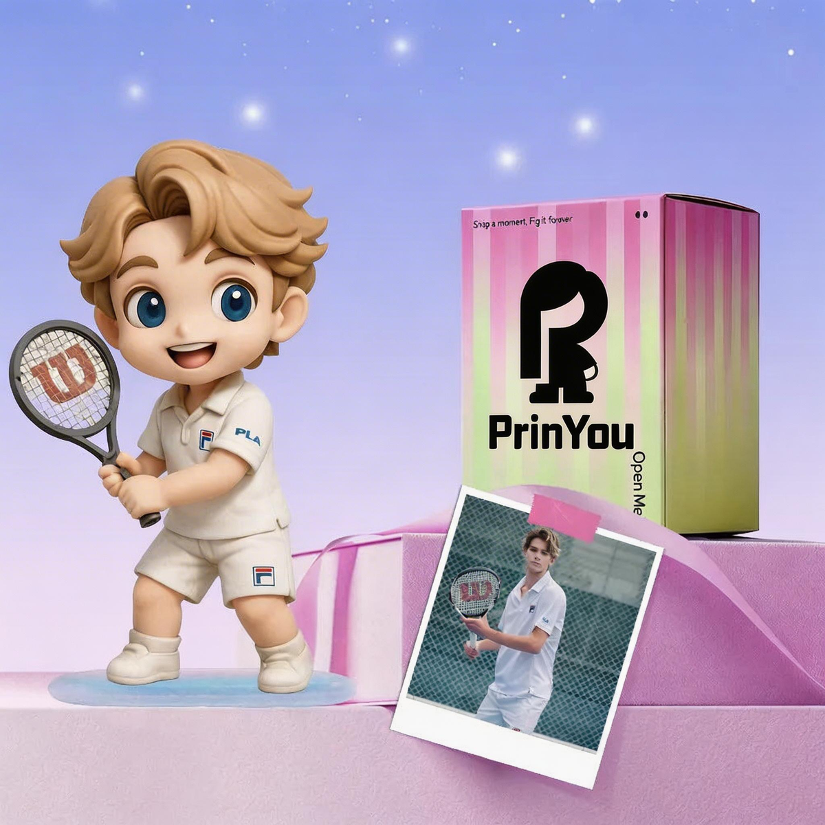 Custom Baseball Player Figurine with Gift Box – AI-generated concept rendering