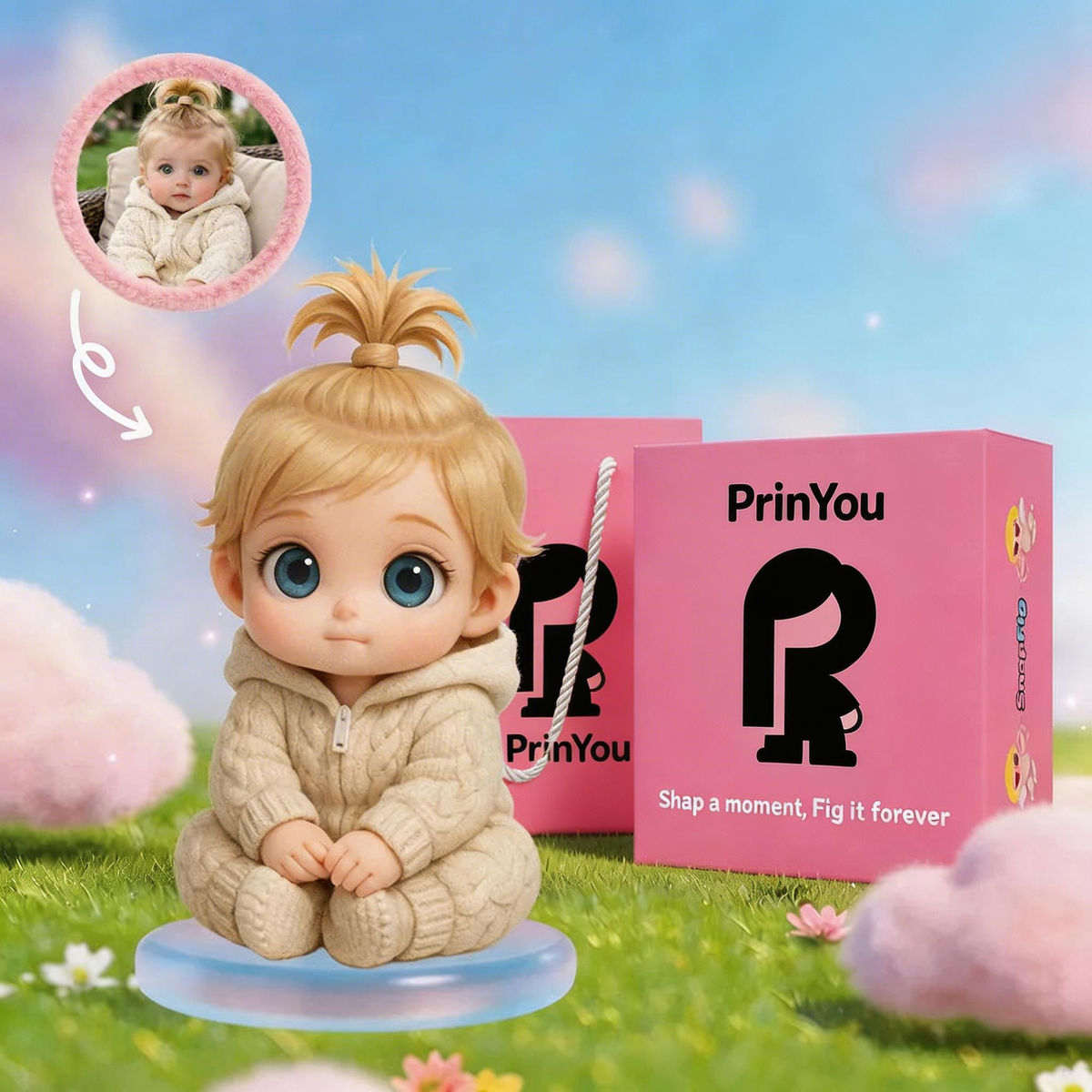 Personalized Mini-Me 3D Figurine for Boys gift box – AI-generated concept rendering
