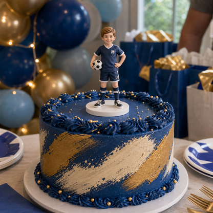Birthday photo figurine on shelf display view – AI-generated concept rendering