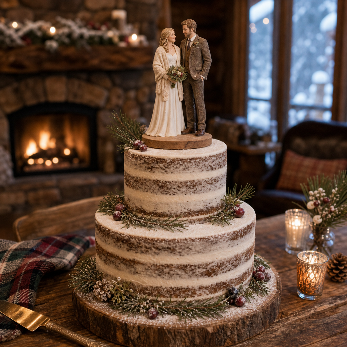 Personalized wedding cake topper figurine front view – AI-generated concept rendering