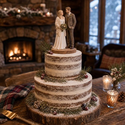 Personalized wedding cake topper figurine front view – AI-generated concept rendering