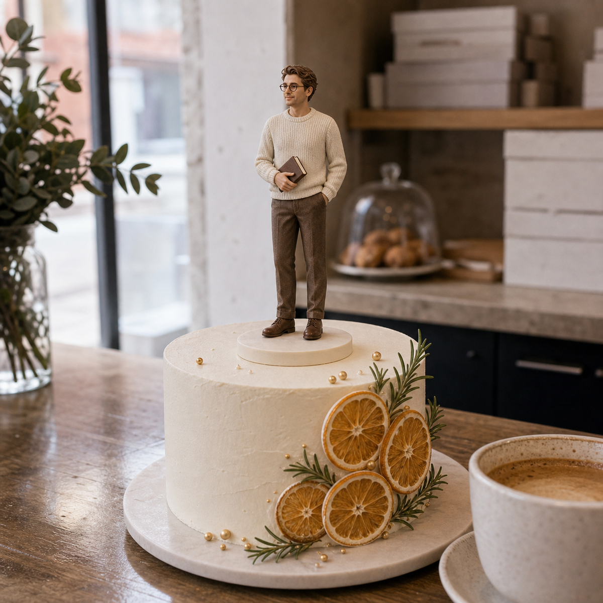 Custom birthday figurine from photo with pet-themed keepsake styling – AI-generated concept rendering