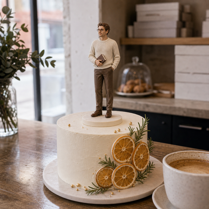 Custom birthday figurine from photo with pet-themed keepsake styling – AI-generated concept rendering