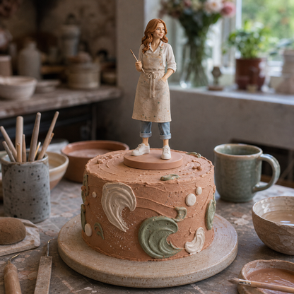 Custom birthday cake figure made from a customer photo example – AI-generated concept rendering