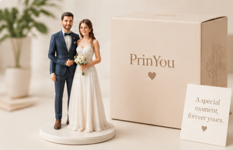 PrinYou custom couple figurine with luxury gift box and greeting card