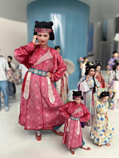 Custom pink costume figurine matched to a reference photo