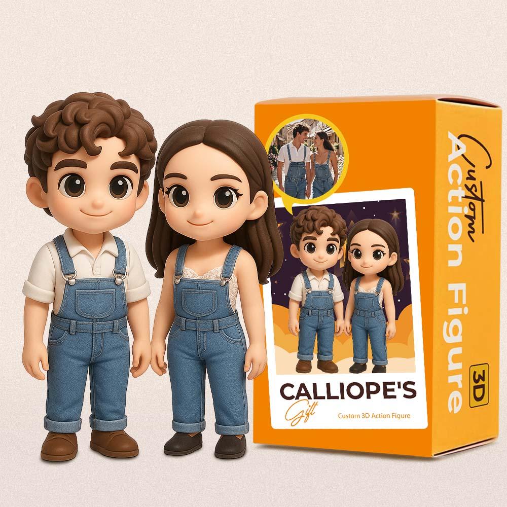Custom 3D Action Figure with Display Case family keepsake example – AI-generated concept rendering