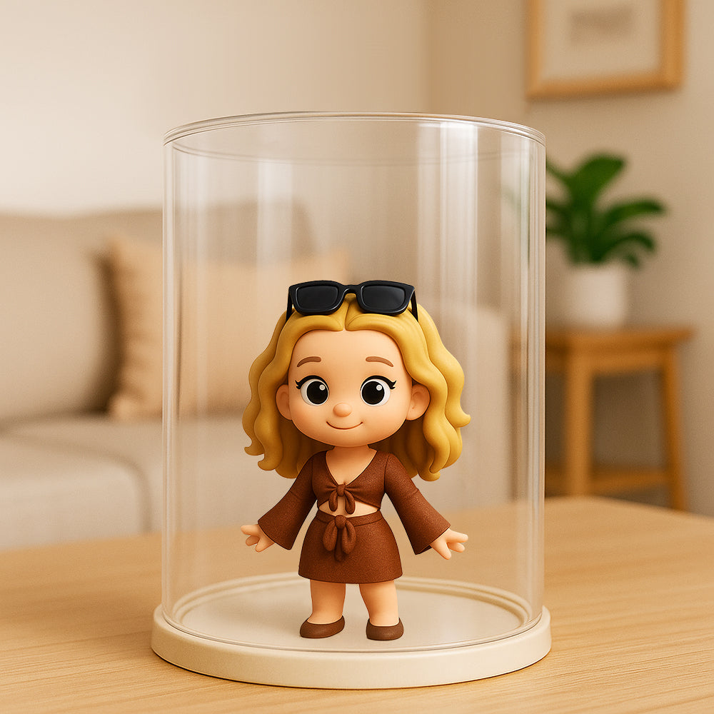 Custom 3D Action Figure with Display Case gift presentation – AI-generated concept rendering