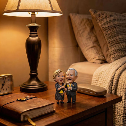 Custom 3D Couple Figurine from Photo size and display view – AI-generated concept rendering