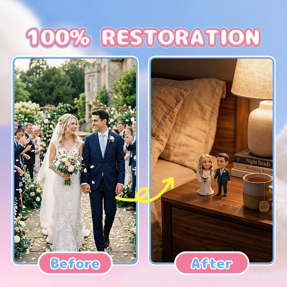Custom 3D Couple Figurine from Photo hand-finished detail