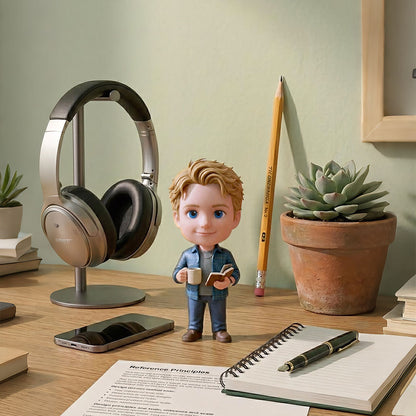 Mini custom 3D figurine from photo gift presentation – AI-generated concept rendering