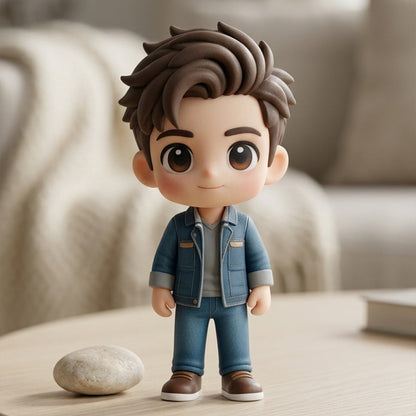 Mini custom 3D figurine from photo packaging detail – AI-generated concept rendering