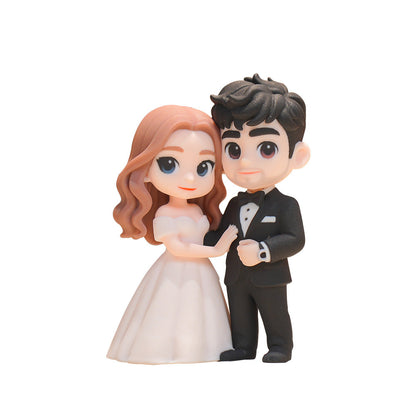 Bride and groom custom wedding cake topper figurines – AI-generated concept rendering