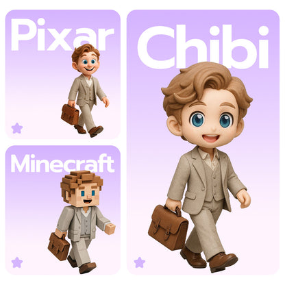 Custom Cartoon Style Doll from Photo hand-finished detail – AI-generated concept rendering