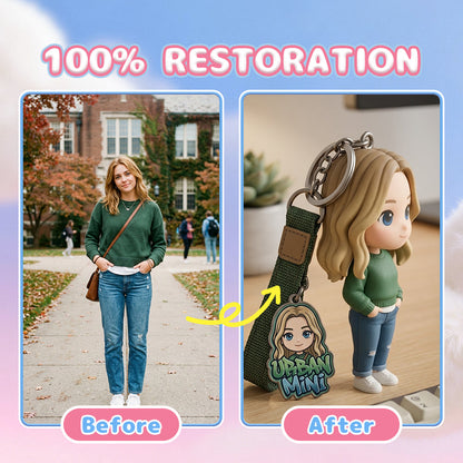 Custom 3D Figure Keychain from Photo front view