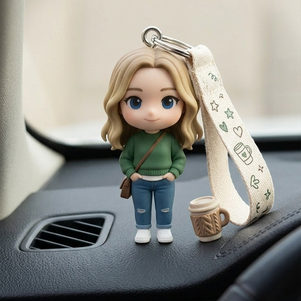 Custom 3D Figure Keychain from Photo alternate pose view