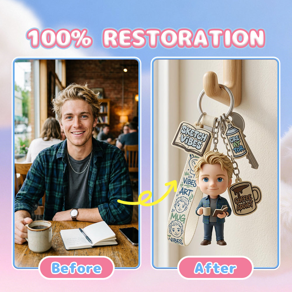 Custom 3D Figure Keychain from Photo display example